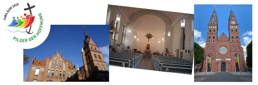 Ansicht der Kirchen St. Anna Schwerin, Herz Jesu Lübeck und Marien-Dom Hamburg